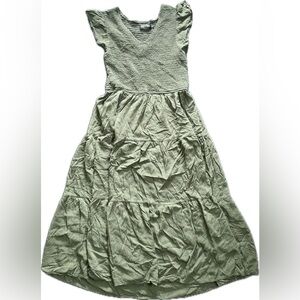Merokeety Textured Olive Green Dress
